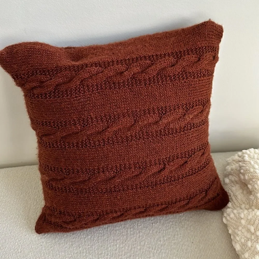 Chocolate Brown Cable-knit Pillow 16”x16”